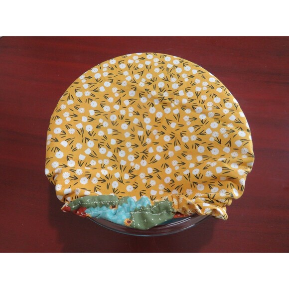 Kitchenaid Bowl Cover, Reversible Fall Patchwork and Floral Bowl Cover - Picture 4 of 6